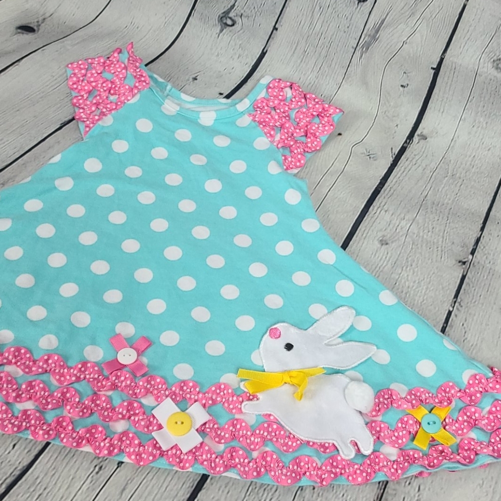 Easter polka dot dress with bunny